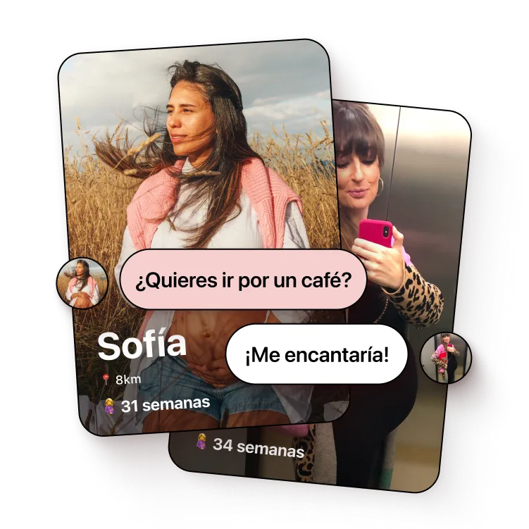 two profile cards of women connecting